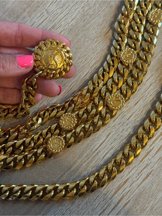 St. John Accessories - St. John Gold-Tone Multi-Chain Belt with Signature Medallions